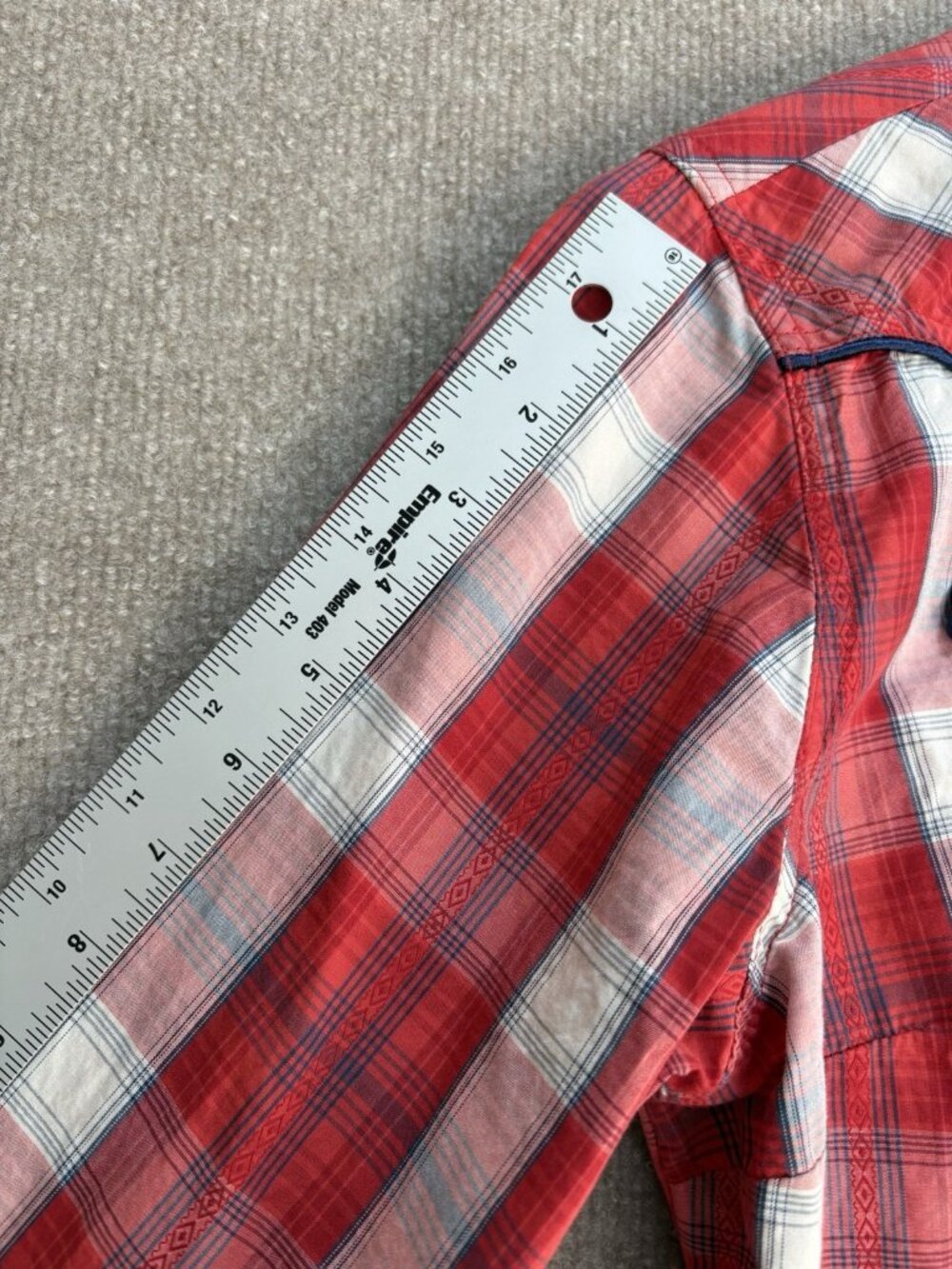 Vtg Wrangler Retro Men's Large Shirt Plaid Western Snap Pearl Cowboy Red White - Picture 13 of 16